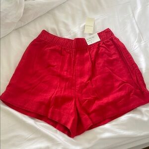 NWT Abercrombie & Fitch High Waist Linen  Red Shorts